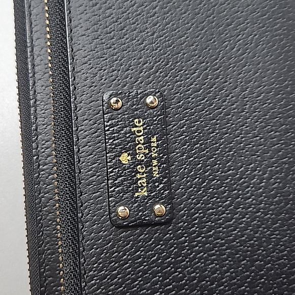 kate spade Grove Street Anita Black Leather Gold Hardware Wallet Clutch Wristlet - Picture 3 of 10